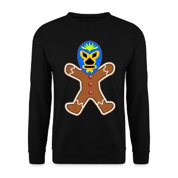 Gingerbread Man Lucha Libre - Unisex Pullover - Schwarz - Vorne - Alina (178cm) & Michal (187cm)