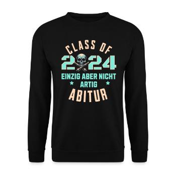 Abitur - Class of 24 Einzig aber nicht Artig - Unisex Pullover - Schwarz - Vorne - Alina (178cm) & Michal (187cm)