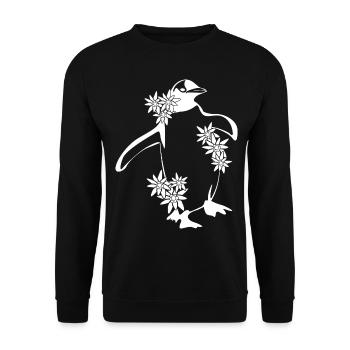 Penguin with Flowers Penguins - Unisex Sweatshirt - black - Front - Alina (178cm) & Michal (187cm)