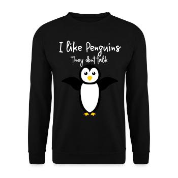 Penguin Cute Penguins - Unisex Sweatshirt - black - Front - Alina (178cm) & Michal (187cm)