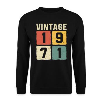 Vintage 1971 Born 1971 - Unisex Sweatshirt - black - Front - Alina (178cm) & Michal (187cm)