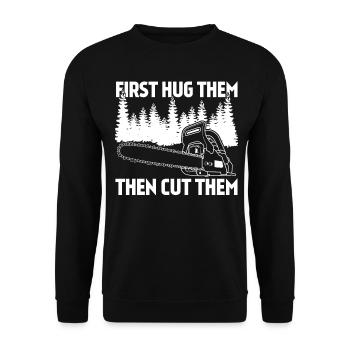 Chainsaws Chainsaw fire wood Chain Saw - Unisex Sweatshirt - black - Front - Alina (178cm) & Michal (187cm)