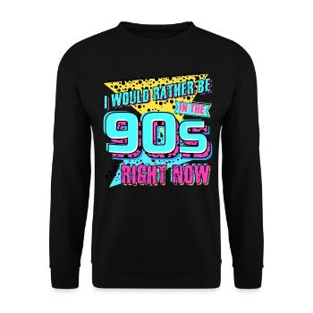 90s Retro 1990 Joke Disco - Unisex Pullover - Schwarz - Vorne - Alina (178cm) & Michal (187cm)