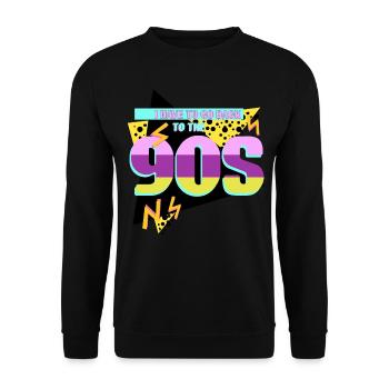 90s Retro 1990 Party - Unisex Pullover - Schwarz - Vorne - Alina (178cm) & Michal (187cm)