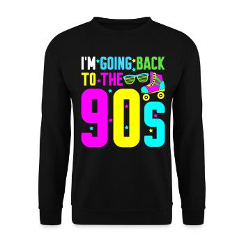 1990 Disco 90s Retro - Unisex Pullover - Schwarz - Vorne - Alina (178cm) & Michal (187cm)