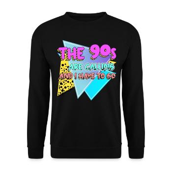 90s Retro Joke 1990 Disco - Unisex Pullover - Schwarz - Vorne - Alina (178cm) & Michal (187cm)