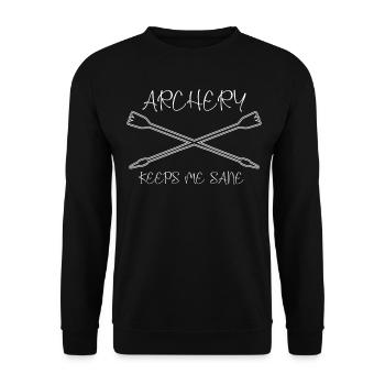 Bow Shooting Joke Archery - Unisex Sweatshirt - black - Front - Alina (178cm) & Michal (187cm)
