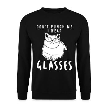 Cat Glasses Spectacles Opticals - Unisex Sweatshirt - black - Front - Alina (178cm) & Michal (187cm)
