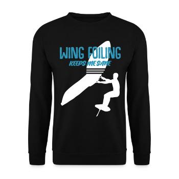 Wing Foiling Wing Surfing Winging - Unisex Sweatshirt - black - Front - Alina (178cm) & Michal (187cm)