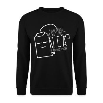 Tea Cup Misanthrope Teapot Tea Bag - Unisex Sweatshirt - black - Front - Alina (178cm) & Michal (187cm)