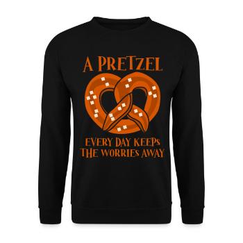 Bavaria Pretzels Pretzel - Unisex Pullover - Schwarz - Vorne - Alina (178cm) & Michal (187cm)