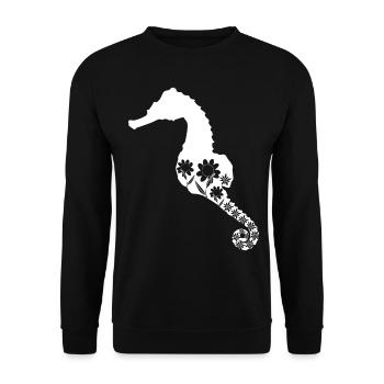 Hippocampe Fleurs Hippocampes - Sweat-shirt Unisexe - noir - Devant - Alina (178cm) & Michal (187cm)