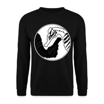 Yin and Yang Seahorses - Unisex Pullover - Schwarz - Vorne - Alina (178cm) & Michal (187cm)