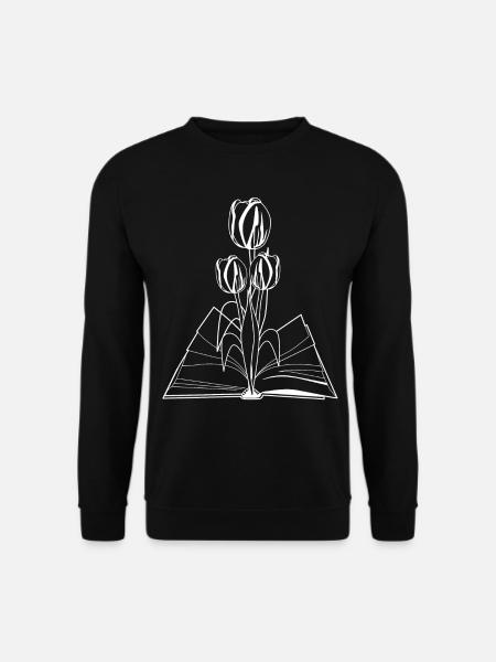 Book Books Tulip Flower Flowers Tulips - Unisex Pullover - Schwarz