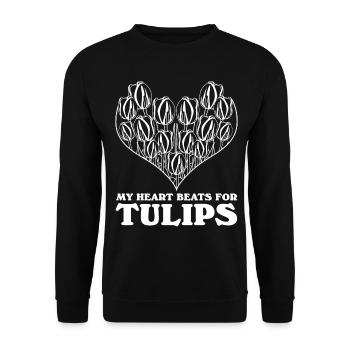 Tulipes Coeur Jardin Tulipes Fleurs - Sweat-shirt Unisexe - noir - Devant - Alina (178cm) & Michal (187cm)