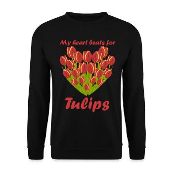 Tulipes Fleurs Coeur Jardin Tulipe - Sweat-shirt Unisexe - noir - Devant - Alina (178cm) & Michal (187cm)