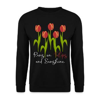 Tulipes Jardin Tulipes Fleurs - Sweat-shirt Unisexe - noir - Devant - Alina (178cm) & Michal (187cm)