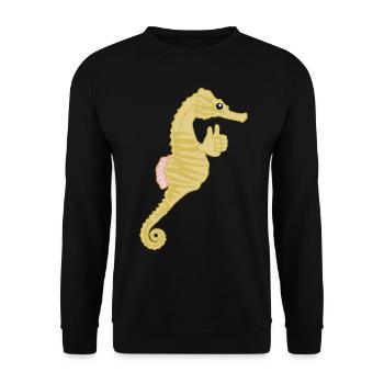Seahorse Thumbs Seahorses - Unisex Pullover - Schwarz - Vorne - Alina (178cm) & Michal (187cm)
