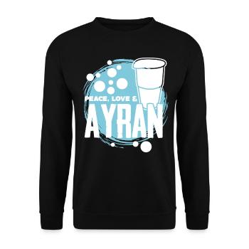 Peace, love and Ayran - Unisex Sweatshirt - black - Front - Alina (178cm) & Michal (187cm)