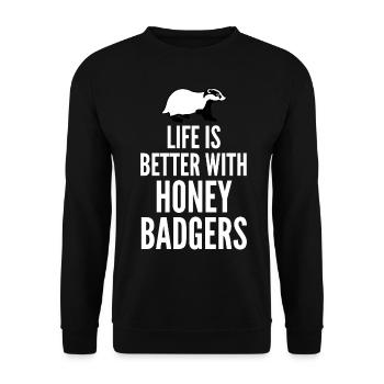 Honey Badger Joke Honey Badgers - Unisex Pullover - Schwarz - Vorne - Alina (178cm) & Michal (187cm)