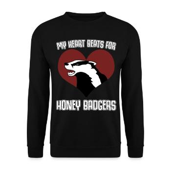 Honey Badger Heart Honey Badgers - Unisex Pullover - Schwarz - Vorne - Alina (178cm) & Michal (187cm)
