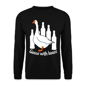 Goose with Booze - Unisex Pullover - Schwarz - Vorne - Alina (178cm) & Michal (187cm)