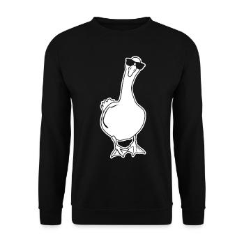 Goose with Sunglasses Geese - Unisex Pullover - Schwarz - Vorne - Alina (178cm) & Michal (187cm)