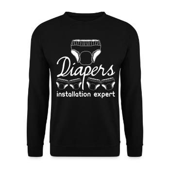 Diapers Baby Parents Diaper Pregnancy - Unisex Sweatshirt - black - Front - Alina (178cm) & Michal (187cm)