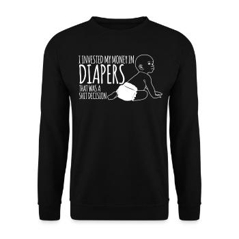 Parents Baby Diapers Diaper Pregnancy - Unisex Sweatshirt - black - Front - Alina (178cm) & Michal (187cm)