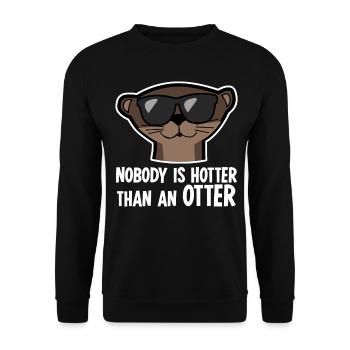 Sea Otter Hotter Otter Otters - Unisex Pullover - Schwarz - Vorne - Alina (178cm) & Michal (187cm)