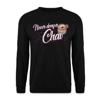 Chai Tea Joke Chai Latte - Unisex Pullover - Schwarz - Vorne - Alina (178cm) & Michal (187cm)