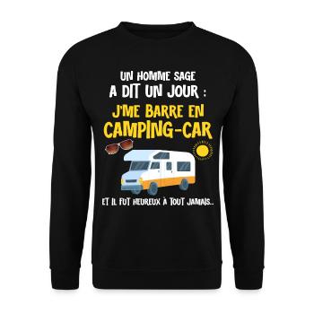 Motorhome Man Wise Retirement Papa Grandpa Uncle - Unisex Sweatshirt - black - Front - Alina (178cm) & Michal (187cm)