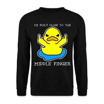Middle Finger Duck Misanthrope - Unisex Pullover - Schwarz - Vorne - Alina (178cm) & Michal (187cm)