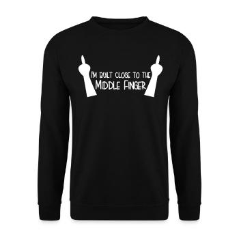 Middle Finger Joke Misanthrope - Unisex Pullover - Schwarz - Vorne - Alina (178cm) & Michal (187cm)