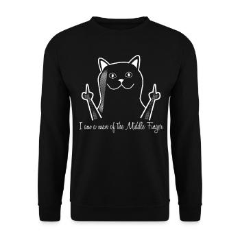 Cat Middle Finger Misanthrope - Unisex Pullover - Schwarz - Vorne - Alina (178cm) & Michal (187cm)