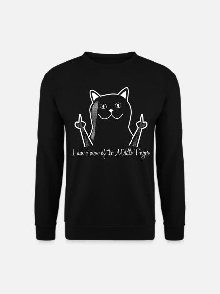 Cat Middle Finger Misanthrope - Unisex Sweatshirt - black