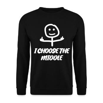 Middle Finger Sarcasm Misanthrope - Unisex Pullover - Schwarz - Vorne - Alina (178cm) & Michal (187cm)