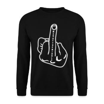 Middle Finger - Unisex Pullover - Schwarz - Vorne - Alina (178cm) & Michal (187cm)