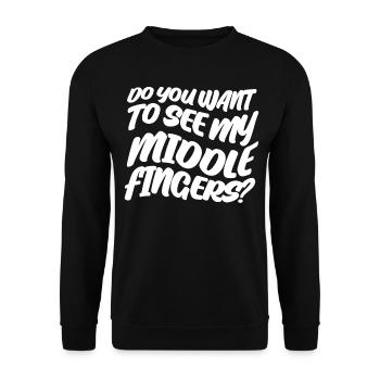 Middle Finger Joke - Unisex Pullover - Schwarz - Vorne - Alina (178cm) & Michal (187cm)