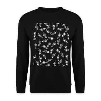 Middle Finger Skeleton Misanthrope - Unisex Pullover - Schwarz - Vorne - Alina (178cm) & Michal (187cm)