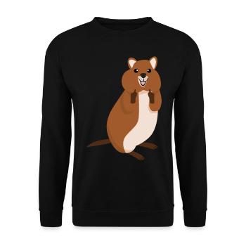 Quokka Middle Finger Quokkas - Unisex Pullover - Schwarz - Vorne - Alina (178cm) & Michal (187cm)