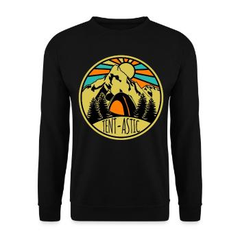 Camping Hike Hiking Outdoor Tent - Unisex Sweatshirt - black - Front - Alina (178cm) & Michal (187cm)
