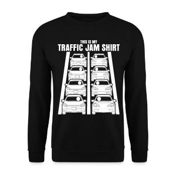 Rush Hour Traffic Cars Driver Commuting - Unisex Pullover - Schwarz - Vorne - Alina (178cm) & Michal (187cm)