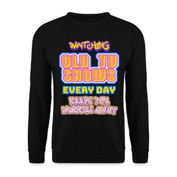 TV Television 90s 80s Retro - Unisex Sweatshirt - black - Front - Alina (178cm) & Michal (187cm)