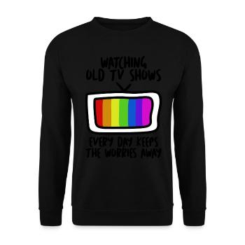 90s 80s Retro TV Television - Unisex Sweatshirt - black - Front - Alina (178cm) & Michal (187cm)