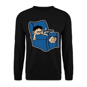 Lazy Couch TV Watching Television - Unisex Sweatshirt - black - Front - Alina (178cm) & Michal (187cm)