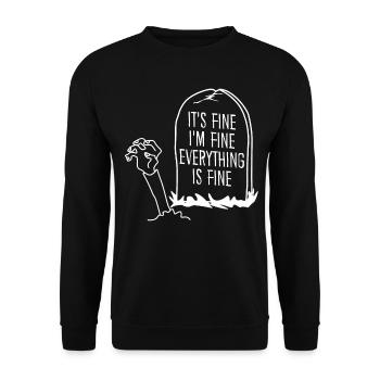 Zombie Grave It's fine. I'm fine. - Unisex Pullover - Schwarz - Vorne - Alina (178cm) & Michal (187cm)