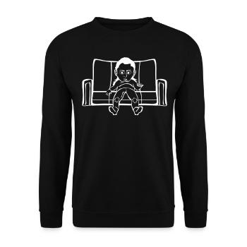 TV Watching Television Lazy Couch - Unisex Sweatshirt - black - Front - Alina (178cm) & Michal (187cm)