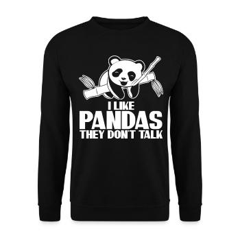 Panda Bear Pandas - Unisex Pullover - Schwarz - Vorne - Alina (178cm) & Michal (187cm)