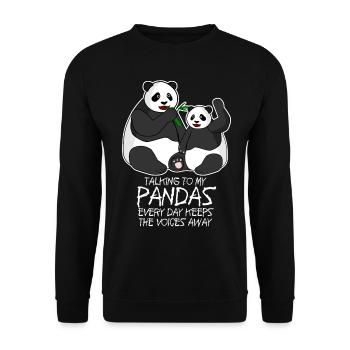 Panda Bear Funny Pandas - Unisex Pullover - Schwarz - Vorne - Alina (178cm) & Michal (187cm)